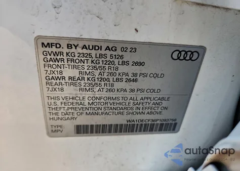 2023 Audi Q3 Premium S Line 45 z USA, uszkodzony, nr VIN WA1DECF36P1093756